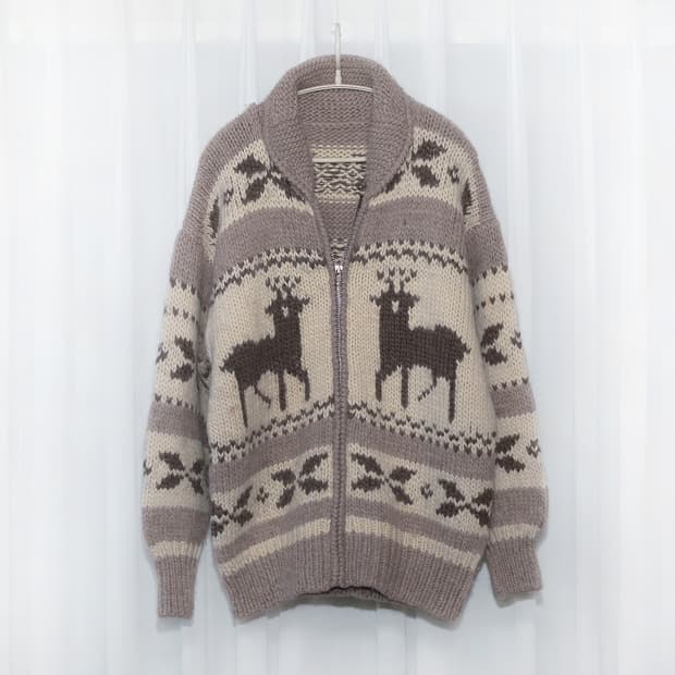 캐네디안 리얼 코위찬 헤비울 니트 집업 가디건 자켓 (L/100-105)