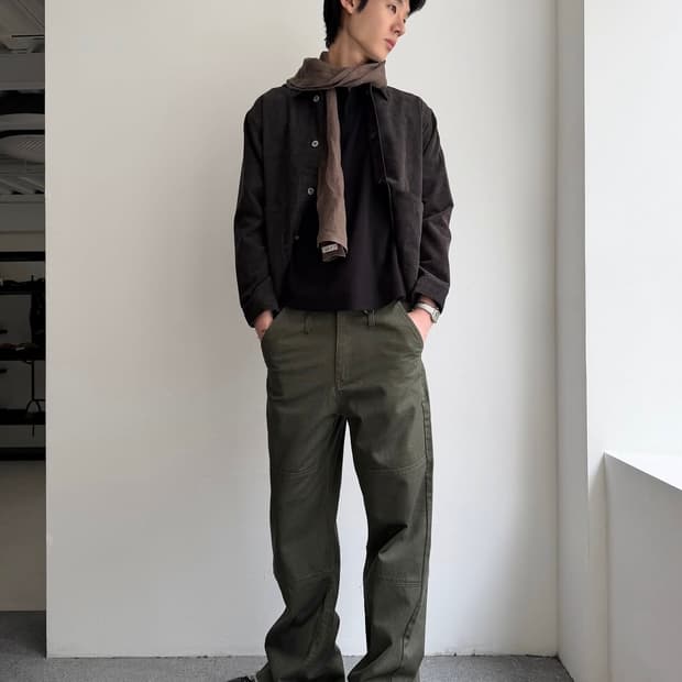 이지앤아츠 extended zip flare pants khaki 2