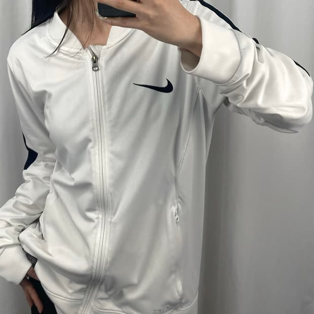 나이키 드라이핏 사이드라인 화이트 트랙탑 져지