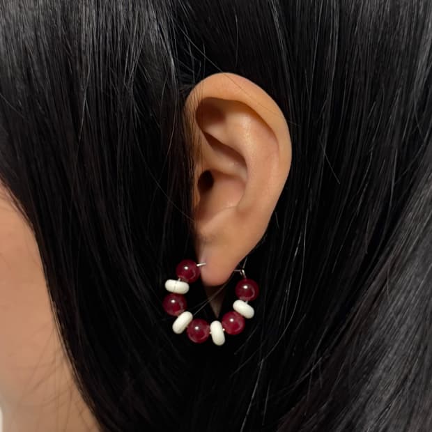 Berry Cream Hoop Earrings