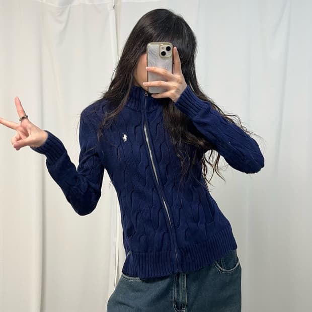 Polo Ralph Lauren navy knit zip-up