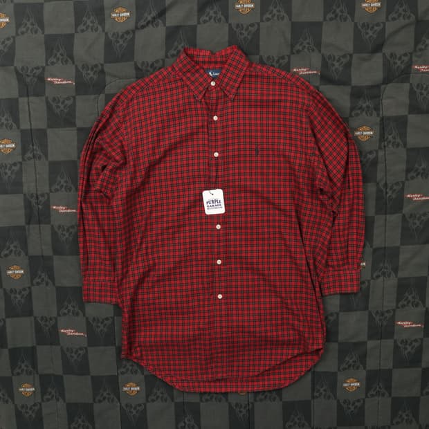 폴로 깅엄 체크 셔츠 L B70