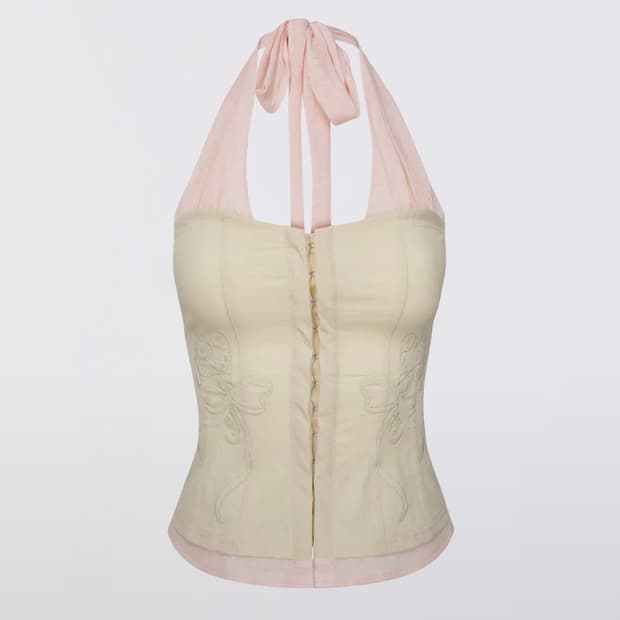 스컬프터Farm Corset Halter Top Raw/Baby Pink
