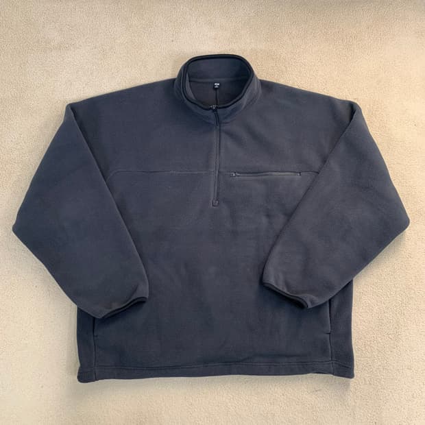 유니클로 후리스 하프집업 오버사이즈 풀오버(XL/다크그레이)신칠라 플리스