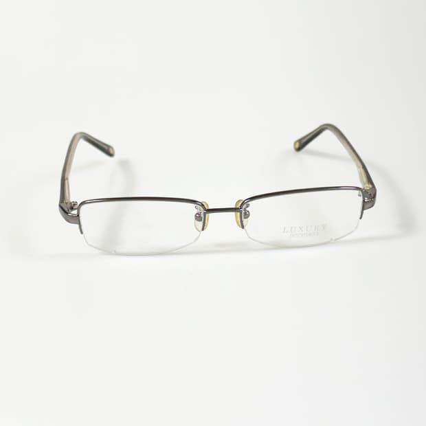 LUXURY OCCHIALI 건메탈 반무테 스퀘어 빈티지 안경