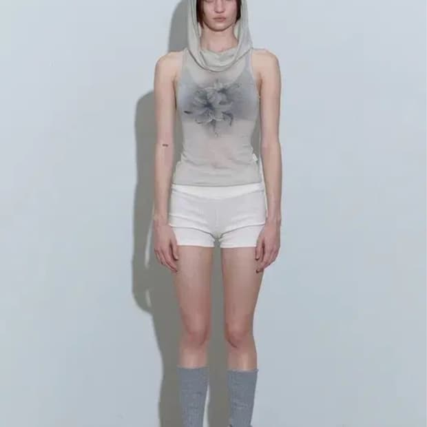 스컬프터 Cowl Sleeveless Hoodie Natural