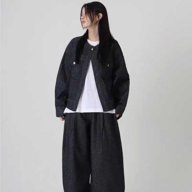 트리밍버드 원버튼 데님 셋업