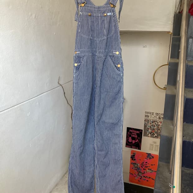 리 LEE 스트라이프 멜빵 팬츠