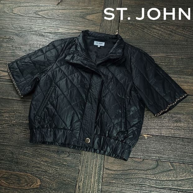 [세인트존] 하프 슬리브 반팔 퀄팅 퀼팅 자켓 블랙 P01523