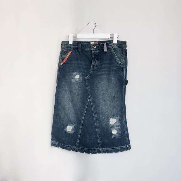 767. lowrise denim midi SK