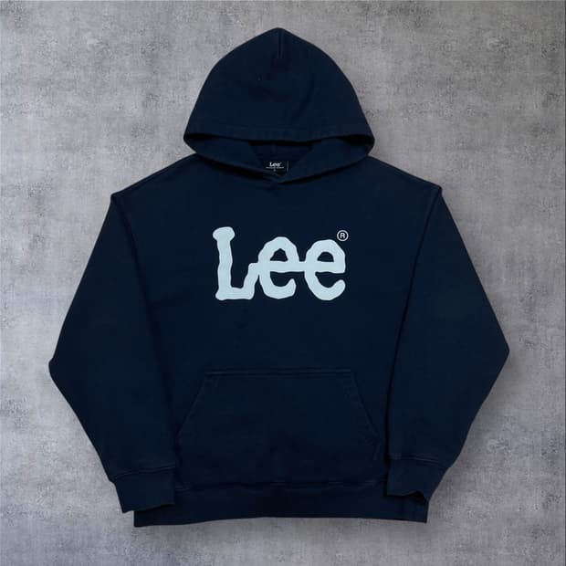Lee 스펠아웃 빅로고 네이비 후드티
