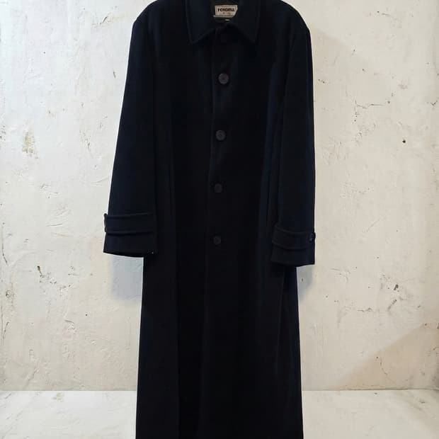레노마 블랙 남성 모직 롱코트 100