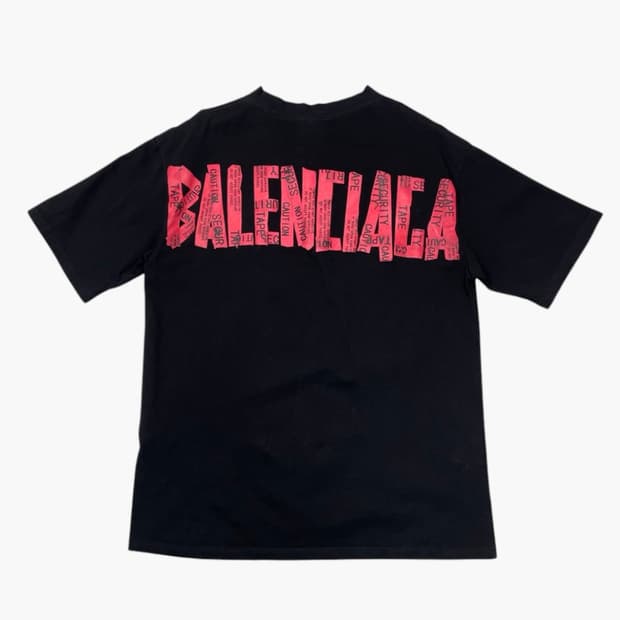 발렌시아가 Balenciaga 블랙 시큐리티 테이프 로고 반팔 티셔츠 M