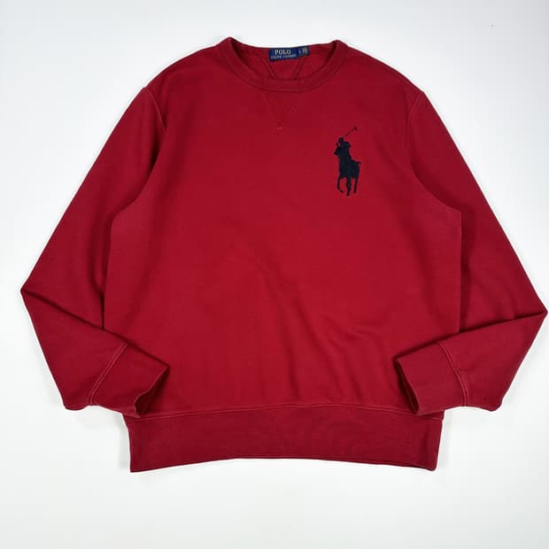 폴로 랄프로렌 클래식 빅로고 맨투맨 버건디 L