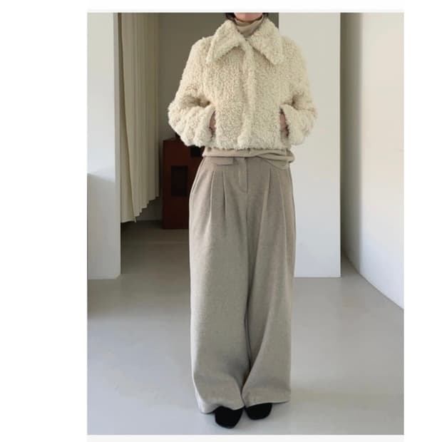 아델리오 크롭 양털 퍼자켓