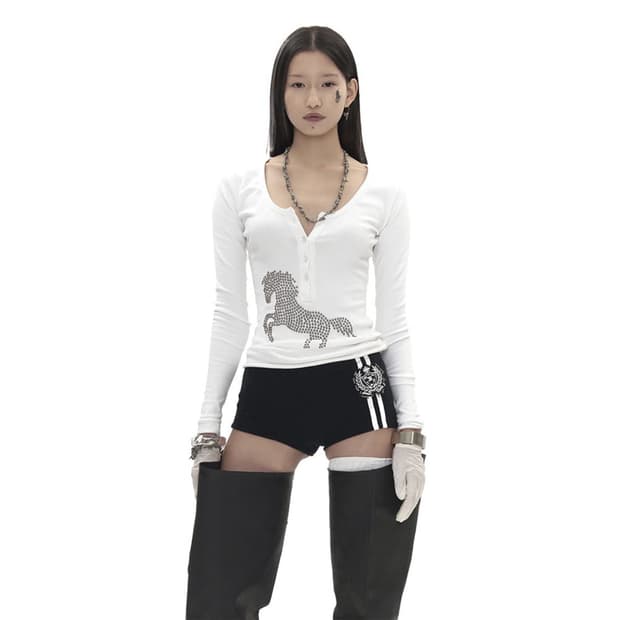 604service studded henley T-shirt