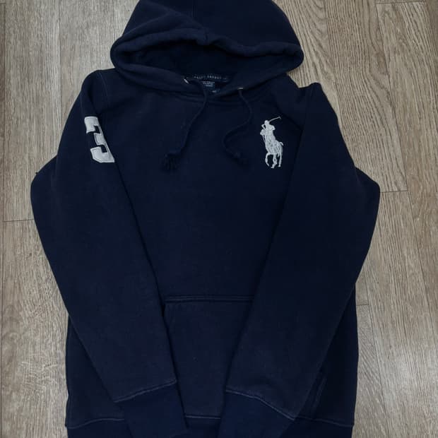 폴로 빅포니 네이비 기모 후드티
