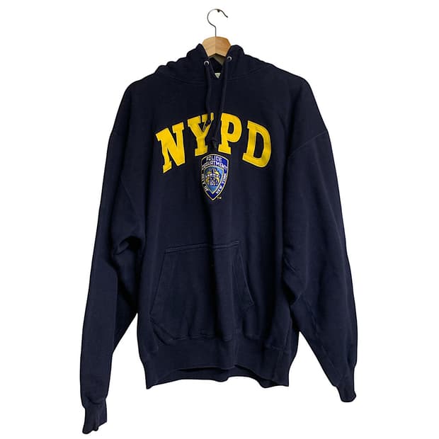 00s NYPD 네이비 기모 후드티