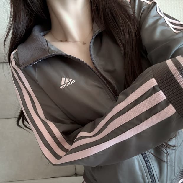 아디다스 카키핑크 바람막이