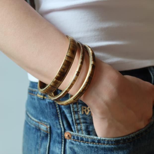 layered gold bracelet set