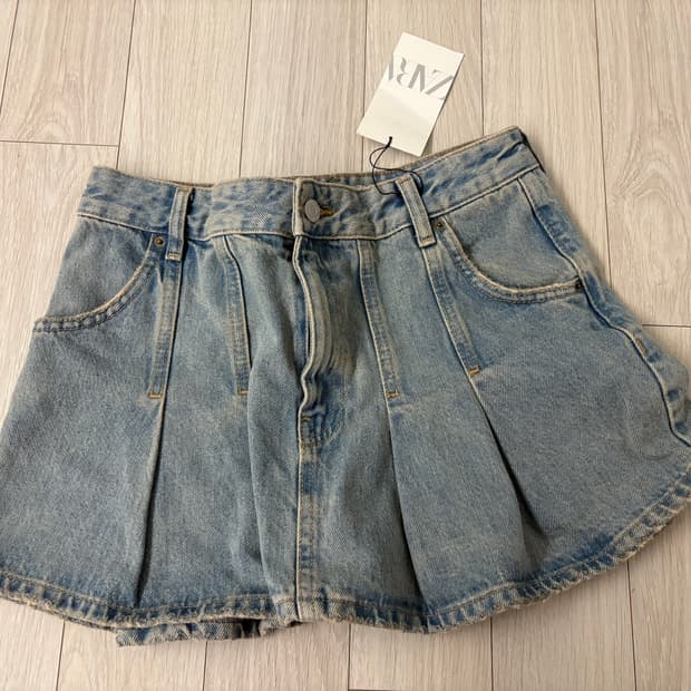 자라 플리츠 데님 스커트 s 새상품