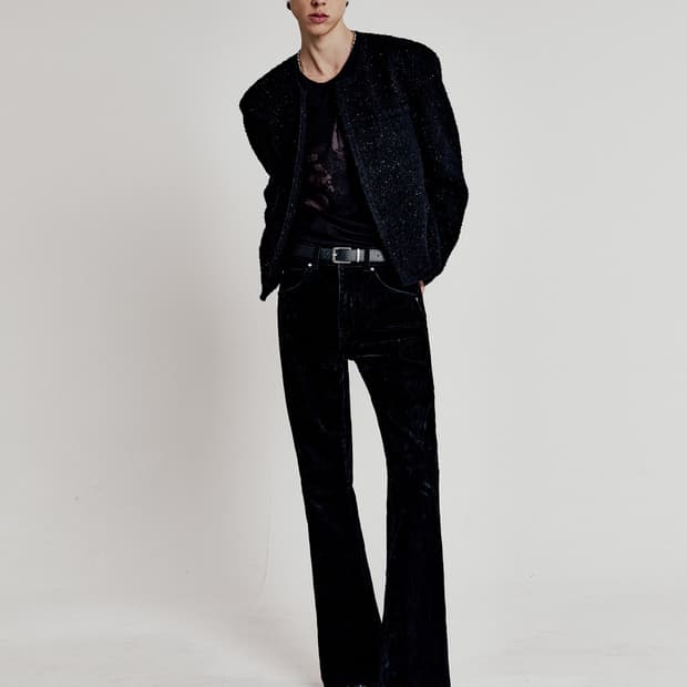 엘무드 LMOOD 루즈핏 트위드 노카라 자켓