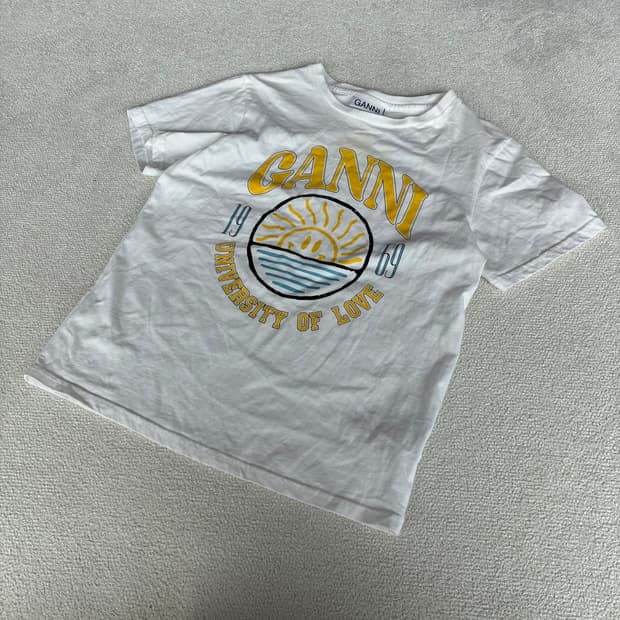 가니 GANNI 화이트 반팔 티셔츠 m