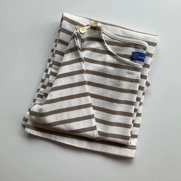 프랑스 Tournier Jersey 원단 스트라이프  원피스(롱 티셔츠)