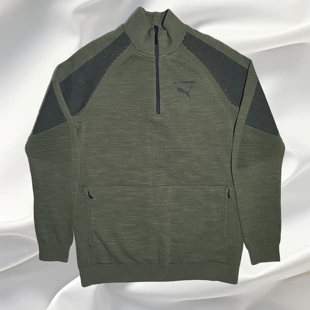 PUMA 카키 하프 집업 스웨터 / 캐주얼 맨투맨