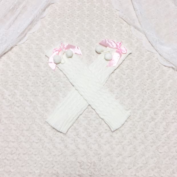 빈티지 리본 폼폼이 레그워머