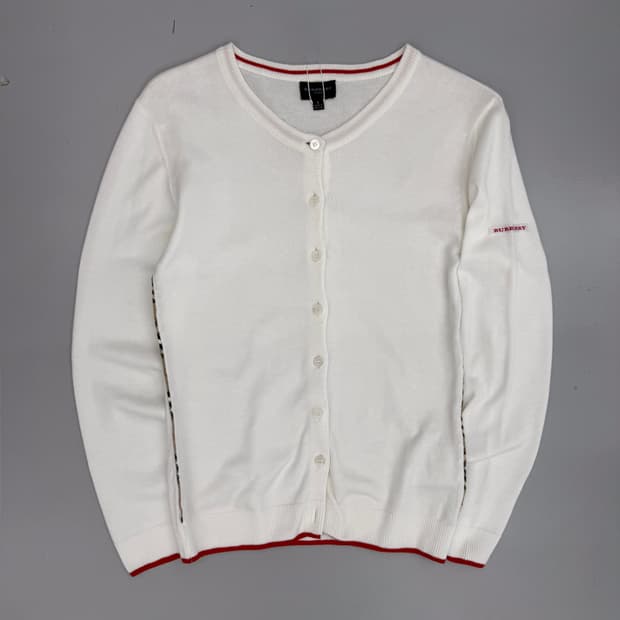 버버리 화이트 U넥 가디건 