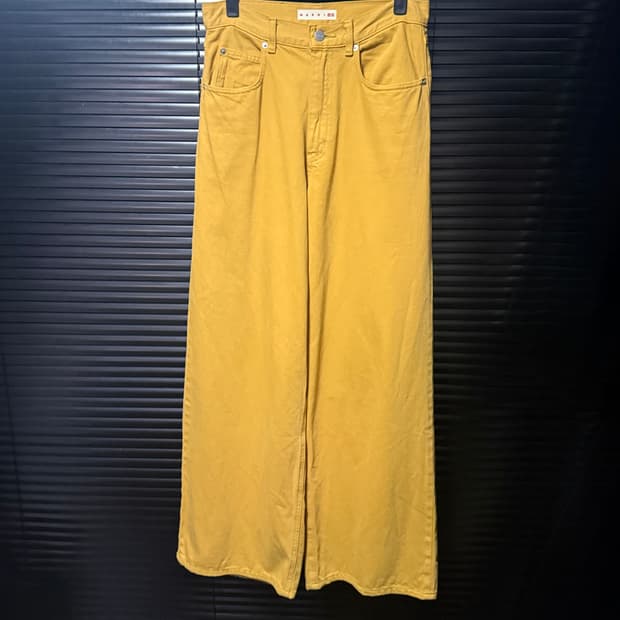 유니클로 마르니 노랑 옐로우 데님 와이드 팬츠 25 통바지 배기 콜라보