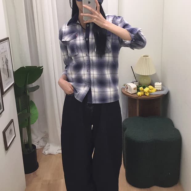 여성 리바이스 7부 체크셔츠 95