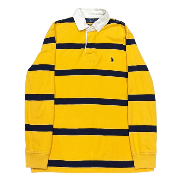 폴로 랄프로렌 스트라이프 단가라 PK 기모 럭비 카라티 긴팔 옐로우 M