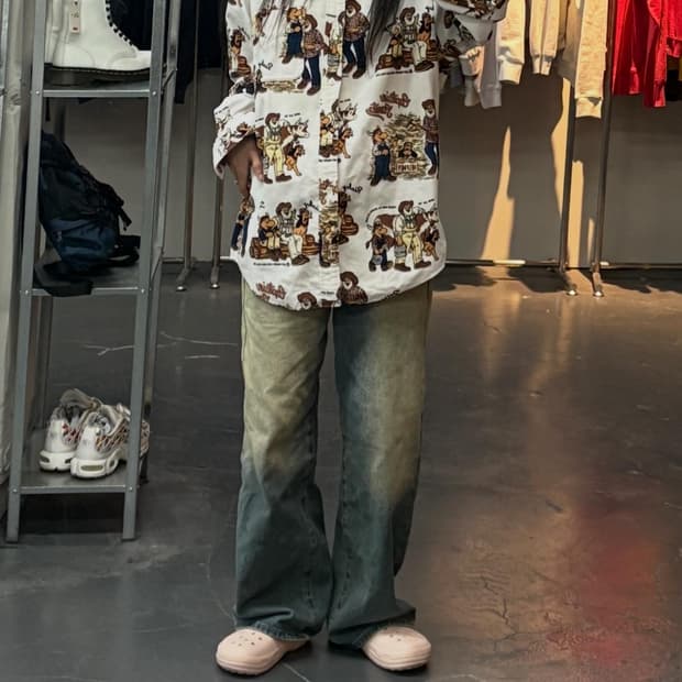 캡틴산타 패턴 코듀로이 버튼다운 셔츠 A3068