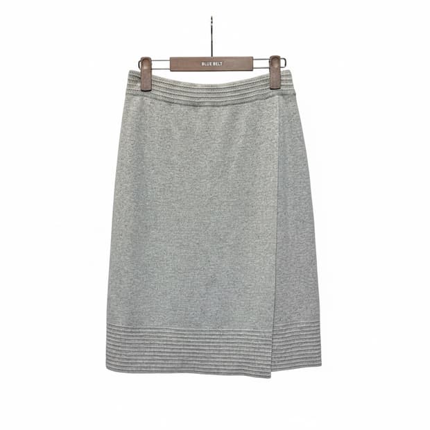 JPN VINTAGE 미디 앙고라 니트 스커트 슬릿 트임 디테일 그레이