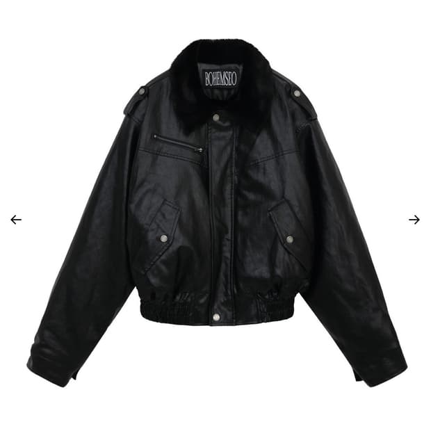 보헤미안서울 크링클 레더 퍼 블루종 