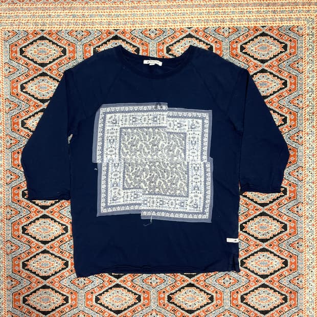 써스데이아일랜드 패치 네이비 7부 티셔츠 여성M 