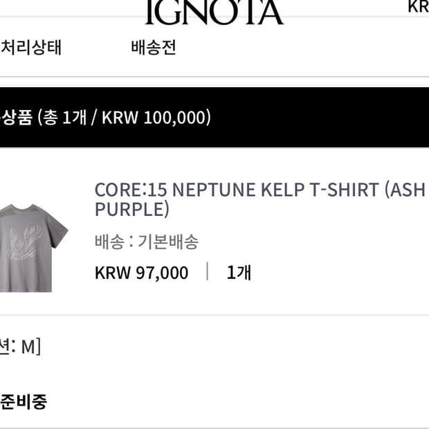 (<-> 샌드)이그노타 코어15 넵튠 티셔츠(m)