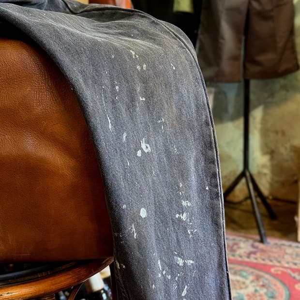 Levis 90년대 테이퍼드 블랙진 데님 페인팅 디자인 팬츠