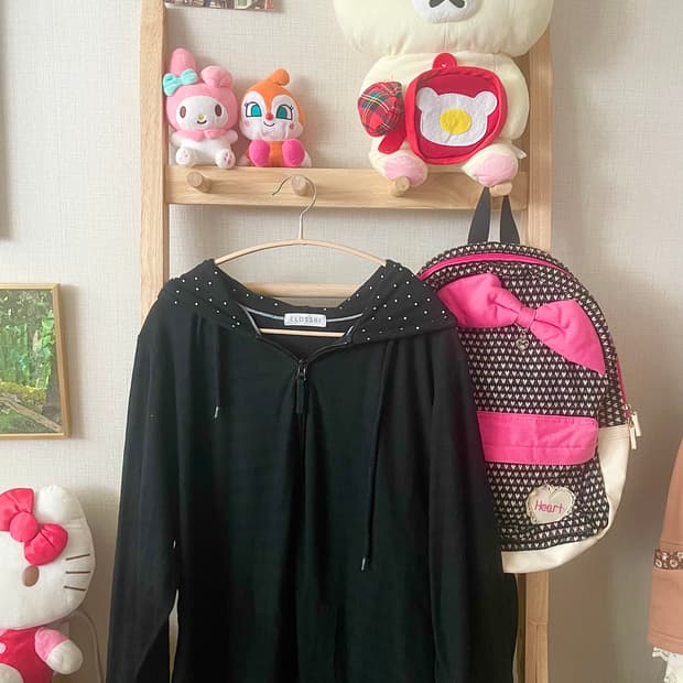 모리걸 빈티지 블랙 도트 후드집업 🖤🤍