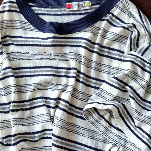 Cotton jacquard design stripe knit tee
