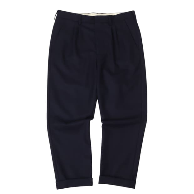 아미 핀턱 네이비 울 테이퍼드 팬츠