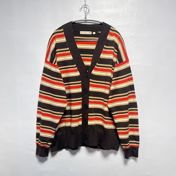 유니클로X마르니 메리노 블렌드 보더 오버사이즈 가디건