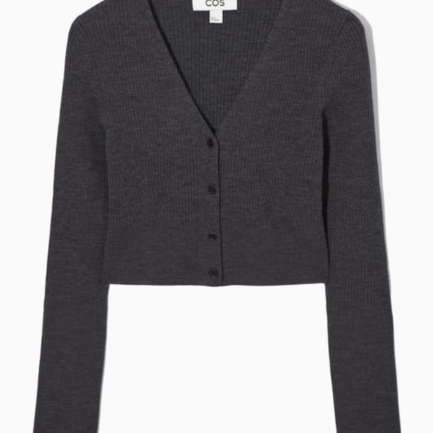 COS 코스 리브드 니트 메리노 울 가디건