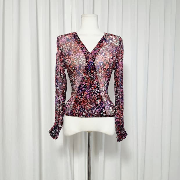 마쥬 maje 실크100 시스루 블라우스 (55/표기1) 상태최상