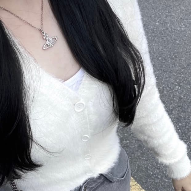 빈티지 앙고라 가디건 아이보리 가디건 달천깔 데일리