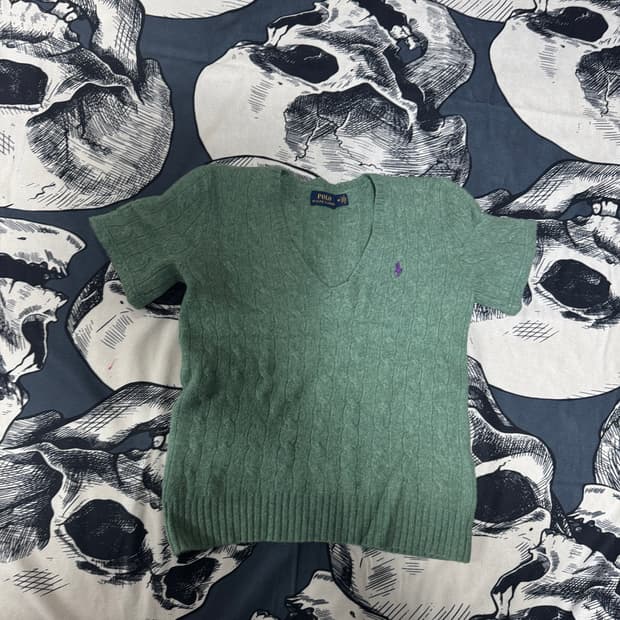 폴로 캐시미어 반팔 케이블니트 M사이즈