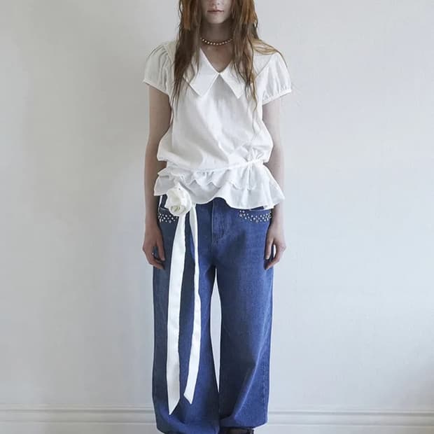 데어드 에이프런 블라우스