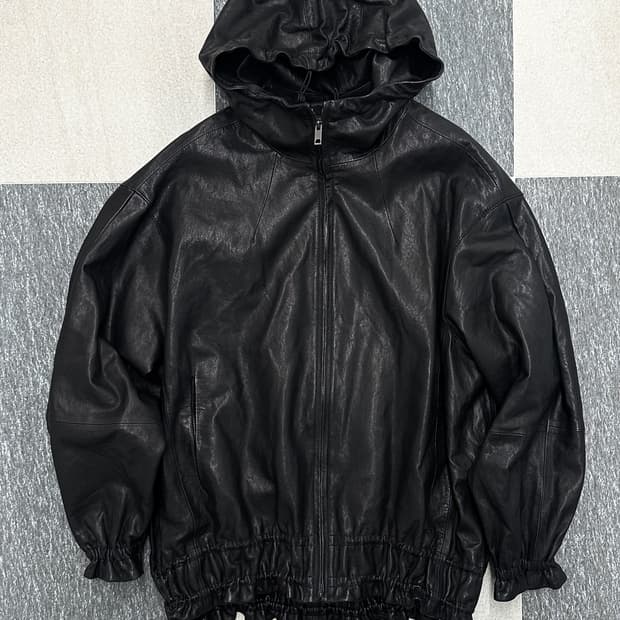 ROBO 램스킨 셔링 후드 레더 자켓 